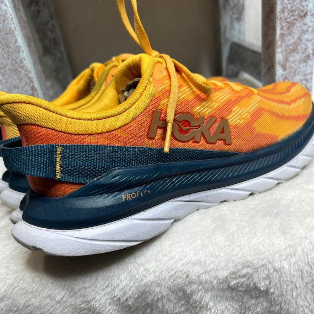 Hoka Mach Supersonic Women Running Shoes Orange Yellow Blue Size 6B‎ - Picture 4 of 6